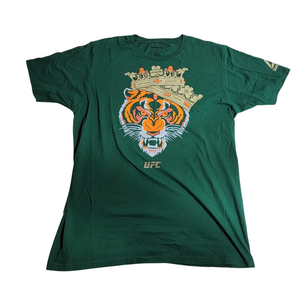 Reebok UFC Conor McGregor King Tiger Graphic T-Shirt Mens Large Green MMA Tee